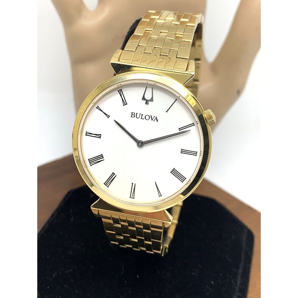 Bulova Men's Watch 97A153 Regatta Quartz White Dial Gold Stainless Steel 38mm